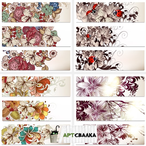 Цветы и божьи коровки панорамы  | Flowers and ladybugs panoramas